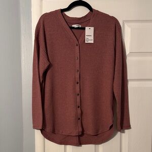 Mauve Button-Up Cardigan
